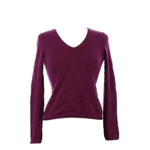 Ann Taylor Sweater Womens S Purple Pullover V-Neck Long Sleeves Cashmere